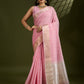 Jyoti Fashion Women's Pink Tissue Linen Silk Zari Woven Designer Saree with Blouse | Swadesiicart