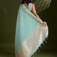 Jyoti Fashion Women's Sky Blue Tissue Linen Silk Zari Woven Designer Saree with Blouse | Swadesiicart