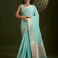 Jyoti Fashion Women's Sky Blue Tissue Linen Silk Zari Woven Designer Saree with Blouse | Swadesiicart