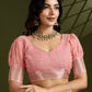 Jyoti Fashion Women's Peach Tissue Linen Silk Zari Woven Designer Saree with Blouse | Swadesiicart