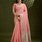 Jyoti Fashion Women's Peach Tissue Linen Silk Zari Woven Designer Saree with Blouse | Swadesiicart