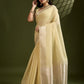 Jyoti Fashion Women's Light Yellow Tissue Linen Silk Zari Woven Designer Saree with Blouse | Swadesiicart