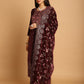 Jyoti Fashion Women's Maroon Velvet Floral Resham Thread with Jari & Sequince work Designer Straight Suit Set | Swadesiicart