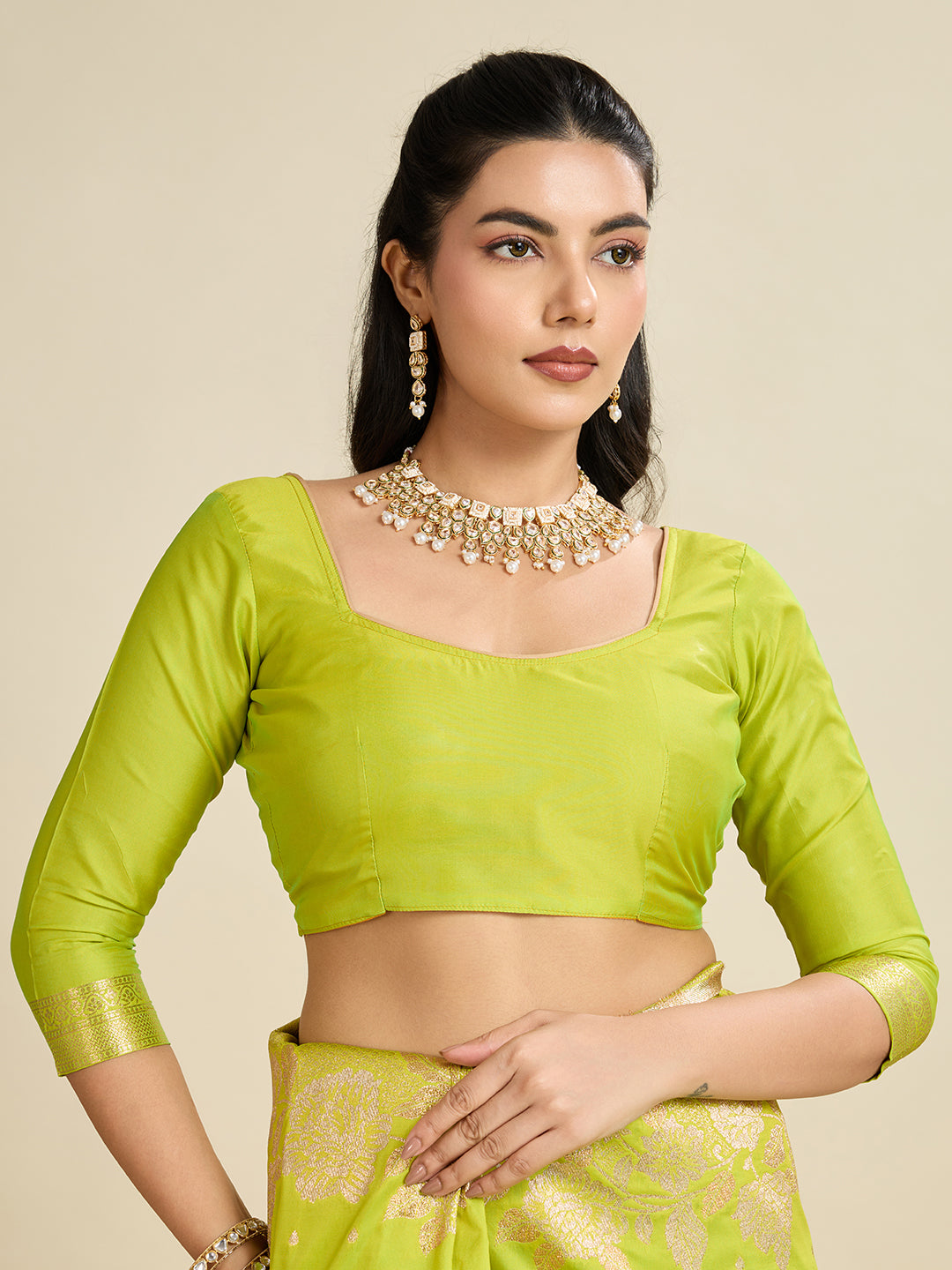 Jyoti Fashion Women's Green Soft Kanjivaram Silk Zari Woven Designer Saree with Blouse | Swadesiicart