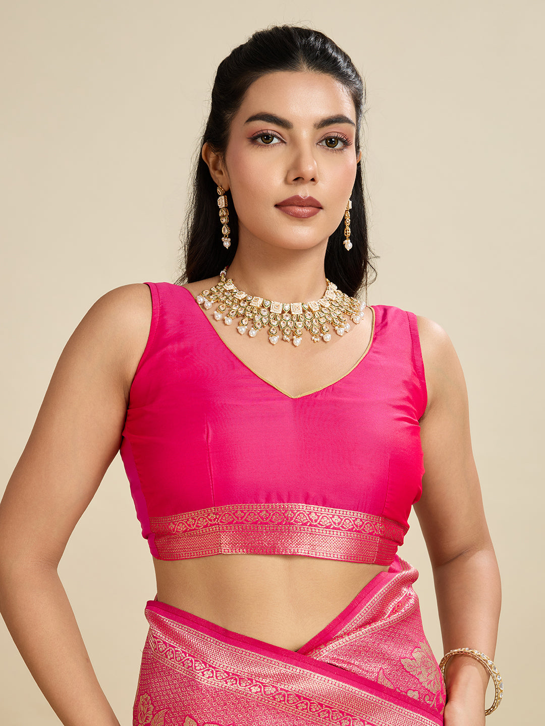 Jyoti Fashion Women's Pink Soft Kanjivaram Silk Zari Woven Designer Saree with Blouse | Swadesiicart
