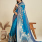 Jyoti Fashion Women's Blue Soft Kanjivaram Silk Zari Woven Designer Saree with Blouse | Swadesiicart
