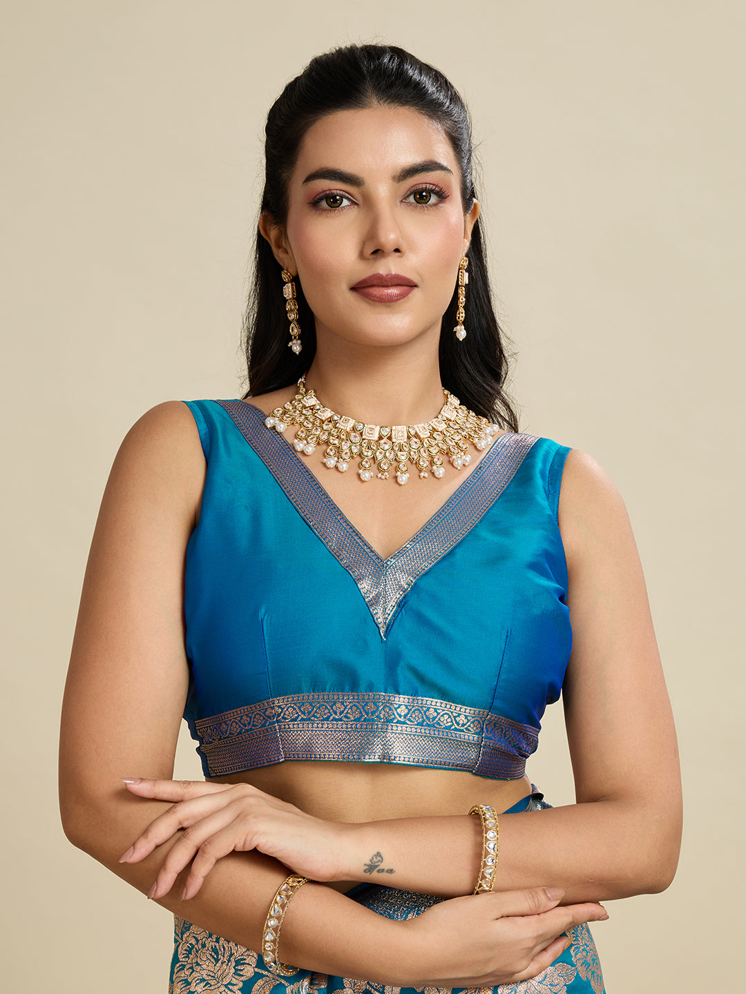 Jyoti Fashion Women's Blue Soft Kanjivaram Silk Zari Woven Designer Saree with Blouse | Swadesiicart