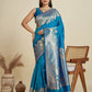 Jyoti Fashion Women's Blue Soft Kanjivaram Silk Zari Woven Designer Saree with Blouse | Swadesiicart