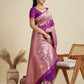 Jyoti Fashion Women's Purple Soft Kanjivaram Silk Zari Woven Designer Saree with Blouse | Swadesiicart