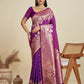 Jyoti Fashion Women's Purple Soft Kanjivaram Silk Zari Woven Designer Saree with Blouse | Swadesiicart