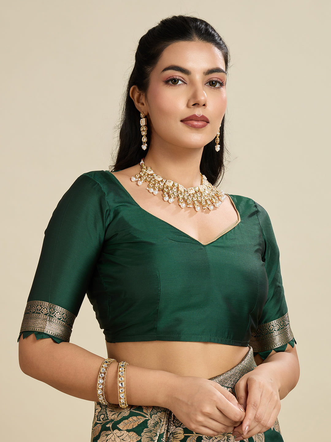 Jyoti Fashion Women's Bottle Green Soft Kanjivaram Silk Zari Woven Designer Saree with Blouse | Swadesiicart