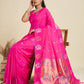 Jyoti Fashion Women's Pink Soft Kanjivaram Paithani Silk Zari Woven Designer Saree with Blouse | Swadesiicart