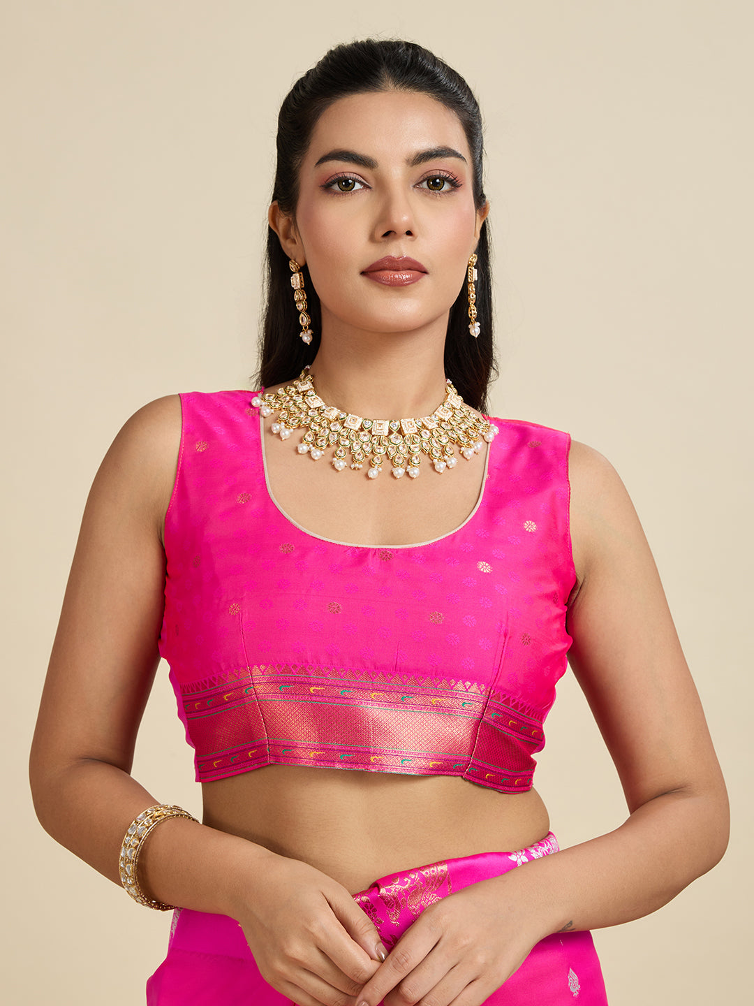 Jyoti Fashion Women's Pink Soft Kanjivaram Paithani Silk Zari Woven Designer Saree with Blouse | Swadesiicart