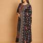 Jyoti Fashion Women's Navy Blue Velvet Floral Resham Thread with Jari & Sequince work Designer Straight Suit Set | Swadesiicart