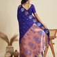 Jyoti Fashion Women's Blue Soft Kanjivaram Paithani Silk Zari Woven Designer Saree with Blouse | Swadesiicart
