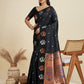 Jyoti Fashion Women's Black Soft Kanjivaram Paithani Silk Zari Woven Designer Saree with Blouse | Swadesiicart