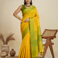 Jyoti Fashion Women's Yellow Khadi Raw Silk Temple Woven Border Designer Saree with Blouse | Swadesiicart