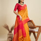 Jyoti Fashion Women's Mustard Khadi Raw Silk Temple Woven Border Designer Saree with Blouse | Swadesiicart