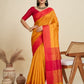 Jyoti Fashion Women's Mustard Khadi Raw Silk Temple Woven Border Designer Saree with Blouse | Swadesiicart