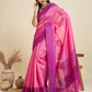 Jyoti Fashion Women's Pink Khadi Raw Silk Temple Woven Border Designer Saree with Blouse | Swadesiicart