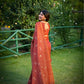 Jyoti Fashion Women's Orange Tussar Silk Traditional Thread Work Designer Saree with Blouse | Swadesiicart