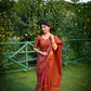 Jyoti Fashion Women's Orange Tussar Silk Traditional Thread Work Designer Saree with Blouse | Swadesiicart