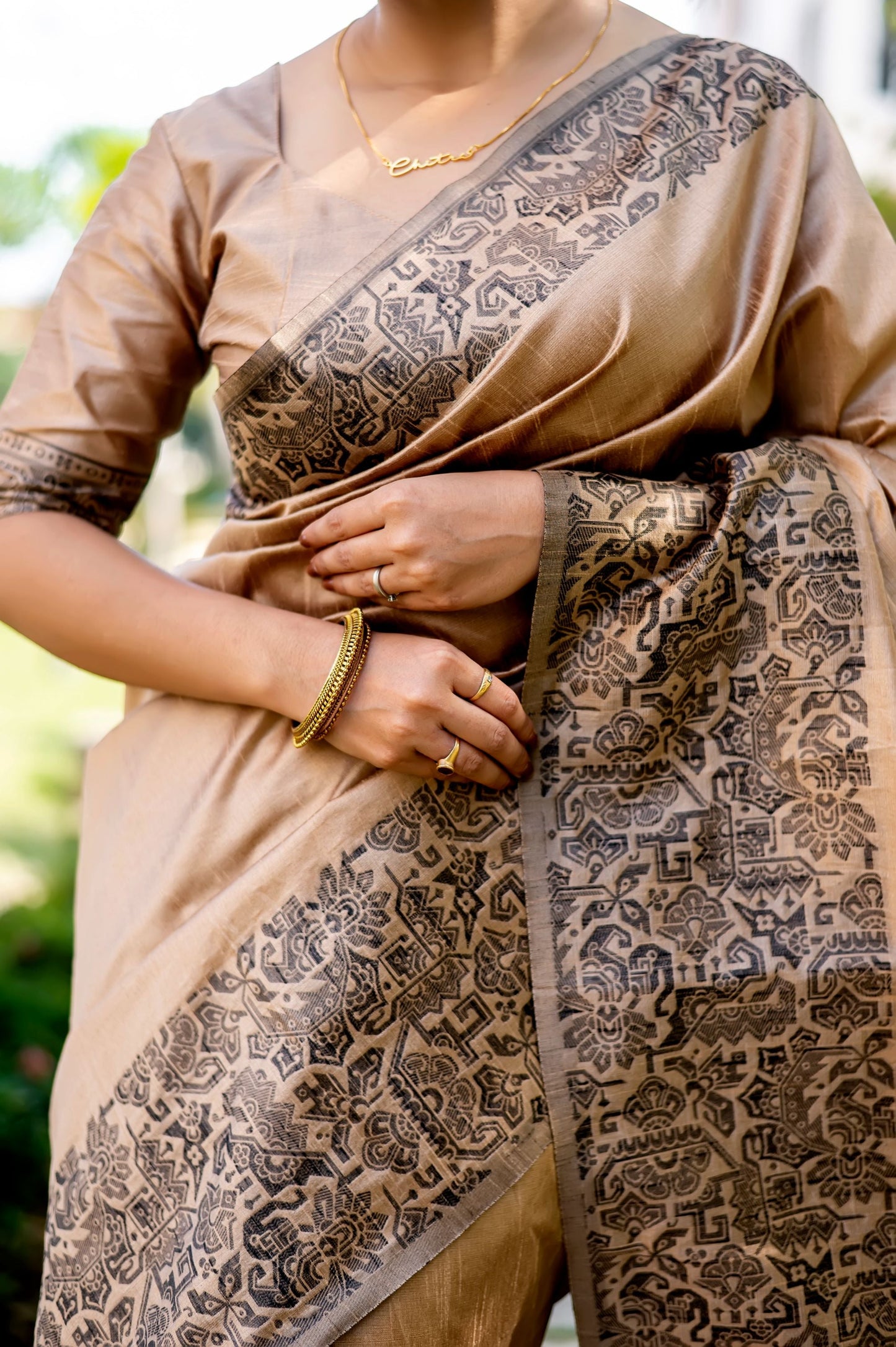 Jyoti Fashion Women's Cream Handloom Raw Silk Weaving Designer Saree with Blouse | Swadesiicart