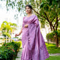 Jyoti Fashion Women's Purple Handloom Raw Silk Weaving Designer Saree with Blouse | Swadesiicart