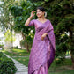 Jyoti Fashion Women's Purple Handloom Raw Silk Weaving Designer Saree with Blouse | Swadesiicart