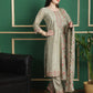 Jyoti Fashion Women's Olive Chinon Chiffon Floral Embroidery with Cording & Crystal Work Designer Straight Suit Set | Swadesiicart