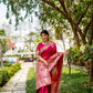 Jyoti Fashion Women's Pink Handloom Raw Silk Weaving Designer Saree with Blouse | Swadesiicart