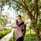 Jyoti Fashion Women's Wine Handloom Raw Silk Weaving Designer Saree with Blouse | Swadesiicart