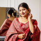 Jyoti Fashion Women's Gajri Red Handloom Raw Silk Weaving Designer Saree with Blouse | Swadesiicart