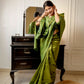 Jyoti Fashion Women's Green Handloom Raw Silk Weaving Designer Saree with Blouse | Swadesiicart