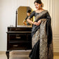 Jyoti Fashion Women's Black Handloom Raw Silk Weaving Designer Saree with Blouse | Swadesiicart