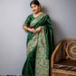 Jyoti Fashion Women's Bottle Green Handloom Raw Silk Weaving Designer Saree with Blouse | Swadesiicart