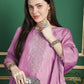 Jyoti Fashion Women's Pink Chinon Chiffon Floral Embroidery with Cording & Crystal Work Designer Straight Suit Set | Swadesiicart