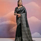 Jyoti Fashion Women's Black Handloom Raw Silk Weaving Designer Saree with Blouse | Swadesiicart