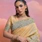 Jyoti Fashion Women's Cream Handloom Raw Silk Weaving Designer Saree with Blouse | Swadesiicart