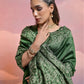 Jyoti Fashion Women's Bottle Green Handloom Raw Silk Weaving Designer Saree with Blouse | Swadesiicart