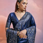 Jyoti Fashion Women's Navy Blue Handloom Raw Silk Weaving Designer Saree with Blouse | Swadesiicart