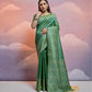 Jyoti Fashion Women's Green Handloom Raw Silk Weaving Designer Saree with Blouse | Swadesiicart