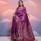 Jyoti Fashion Women's Wine Handloom Raw Silk Weaving Designer Saree with Blouse | Swadesiicart