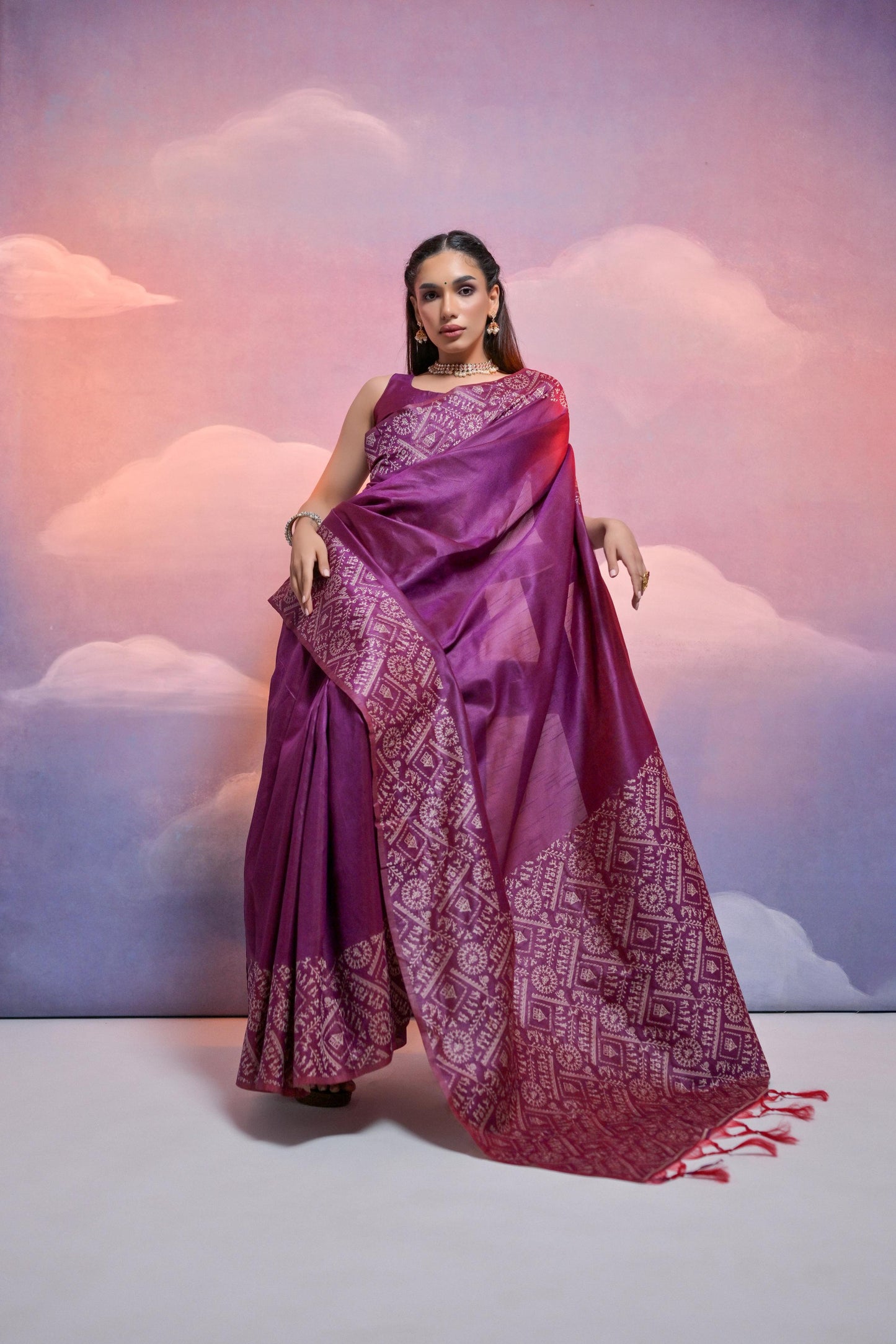 Jyoti Fashion Women's Wine Handloom Raw Silk Weaving Designer Saree with Blouse | Swadesiicart