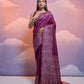 Jyoti Fashion Women's Wine Handloom Raw Silk Weaving Designer Saree with Blouse | Swadesiicart