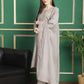 Jyoti Fashion Women's Grey Chinon Chiffon Floral Embroidery with Cording & Crystal Work Designer Straight Suit Set | Swadesiicart