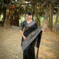 Jyoti Fashion Women's Black Handloom Raw Silk Weaving Designer Saree with Blouse | Swadesiicart