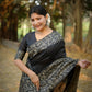 Jyoti Fashion Women's Black Handloom Raw Silk Weaving Designer Saree with Blouse | Swadesiicart