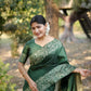 Jyoti Fashion Women's Bottle Green Handloom Raw Silk Weaving Designer Saree with Blouse | Swadesiicart