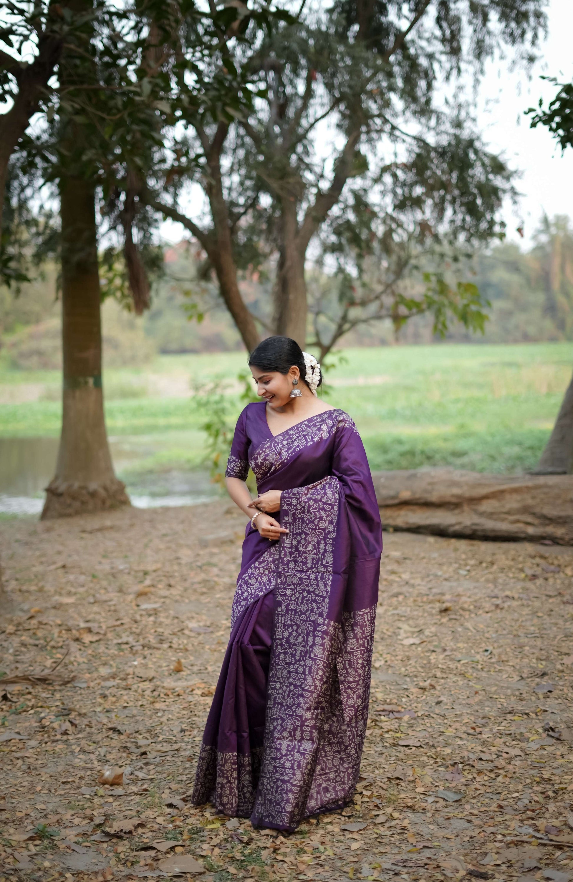 Jyoti Fashion Women's Wine Handloom Raw Silk Weaving Designer Saree with Blouse | Swadesiicart